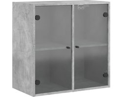 vidaXL - Wandkast - met - glazen - deuren - 68x37x68,5 - cm - betongrijs