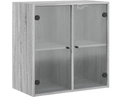 vidaXL - Wandkast - met - glazen - deuren - 68x37x68,5 - cm - grijs - sonoma - eiken