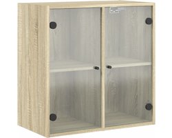 vidaXL - Wandkast - met - glazen - deuren - 68x37x68,5 - cm - sonoma - eikenkleurig