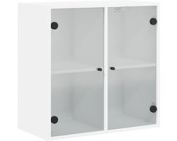 vidaXL - Wandkast - met - glazen - deuren - 68x37x68,5 - cm - wit