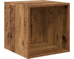 vidaXL - Wandkast - met - plank - Oudhout - 37 - x - 37 - x - 37 - cm - Bewerkt - hout