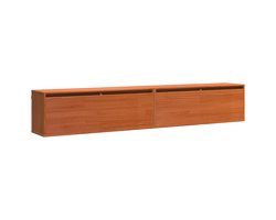 vidaXL - Wandkast - met - plank - Wandgemonteerd - Wasbruin - Massief - grenenhout