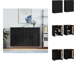 vidaXL Wandkast - Wandkasten - Hangkast - Hangende Kast - Hangkasten 2 st bewerkt hout zwart