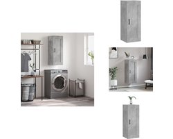 vidaXL Wandkast - Wandkasten - Hangkast - Hangende Kast - Wandkast 34-5x34x90 cm bewerkt hout betongrijs