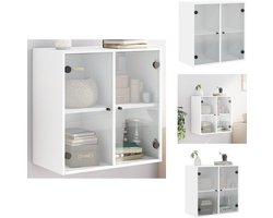 vidaXL Wandkast - Wandkasten - Kast - Bijzetkast - Wandkast met glazen deuren 68x37x68,5 cm wit