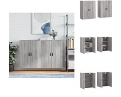 vidaXL Wandkast - Wandkasten - Opbergkast - Keukenkast - Hangkasten 2 st 69,5x34x90 cm grijs sonoma eikenkleurig