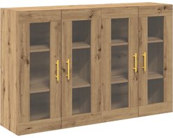 vidaXL - Wandkasten - 2 - pcs - Artisan - Eiken - 69,5 - x - 34 - x - 90 - cm - Bewerkt - hout