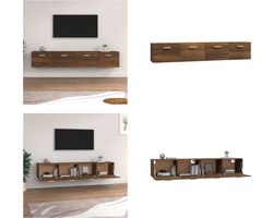 vidaXL Wandkasten 2 st 100x36,5x35 cm bewerkt hout bruin eikenkleur - Wandkast - Wandkasten - Hangkast - Hangende Kast