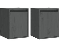 vidaXL - Wandkasten - 2 - st - 30x30x40 - cm - massief - grenenhout - grijs