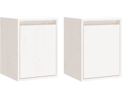 vidaXL - Wandkasten - 2 - st - 30x30x40 - cm - massief - grenenhout - wit