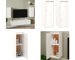 vidaXL - Wandkasten - 2 - st - 30x30x80 - cm - massief - grenenhout - wit