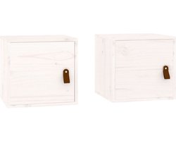 vidaXL - Wandkasten - 2 - st - 31,5x30x30 - cm - massief - grenenhout - wit