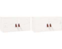 vidaXL - Wandkasten - 2 - st - 60x30x30 - cm - massief - grenenhout - wit
