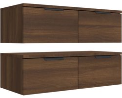 vidaXL - Wandkasten - 2 - st - 68x30x20 - cm - bewerkt - hout - bruin - eikenkleur