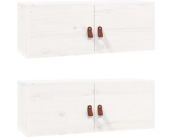 vidaXL - Wandkasten - 2 - st - 80x30x30 - cm - massief - grenenhout - wit