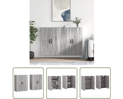 vidaXL Wandkasten - Hangkasten - Hangkasten 2 st bewerkt hout grijs sonoma eikenkleurig - Grijze Kast - Houten Kast - Sonoma Eiken