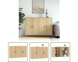 vidaXL Wandkasten - Hangkasten - Hangkasten 2 st bewerkt hout sonoma eikenkleurig - Houten Kast - Sonoma Eiken - Badkamerkast