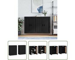 vidaXL Wandkasten - Hangkasten - Hangkasten 2 st bewerkt hout zwart - Houten Kast - Zwarte Kast - Opbergkast