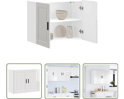 vidaXL Wandkasten - Keukenkasten - Keukenwandkast Porto bewerkt hout hoogglans wit - Keukenuitrusting - Kookeiland - Keukenopstelling