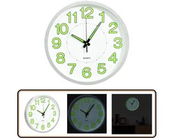 vidaXL Wandklok - 30 cm - Wit - Lichtgevend Wandklok - Keuken Klok - Slaapkamer Klok - Witte Klok - Moderne Klok
