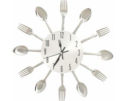 vidaXL - Wandklok - lepel-en-vork - 31 - cm - aluminium - zilverkleurig