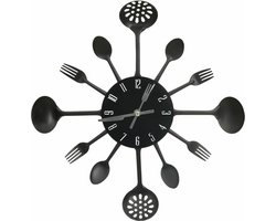 vidaXL - Wandklok - lepel-en-vork - 40 - cm - aluminium - zwart