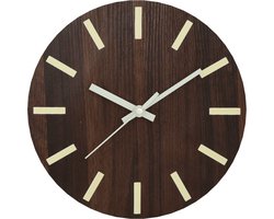 vidaXL - Wandklok - met - lichtgevende - wijzerplaat - en - wijzers - Ø30 - cm - bruin