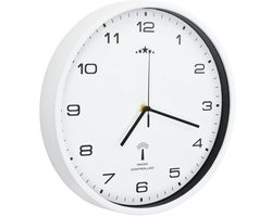 vidaXL - Wandklok - met - quartz - uurwerk - radiogestuurd - 31 - cm - wit