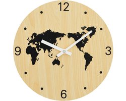 vidaXL - Wandklok - Ø30 - cm - bewerkt - hout - geel - en - zwart