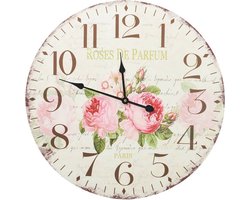 vidaXL - Wandklok - vintage - stijl - 60 - cm - bloemen