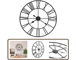 vidaXL Wandklok Vintage XXL 80 cm - Zwart Metaal Wandklok - Vintage - Retro - Klokken - Deco Kasten