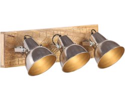 vidaXL Wandlamp industrieel E27 70x23 cm mangohout zilverkleurig