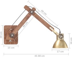 vidaXL Wandlamp industrieel rond E27 messingkleurig