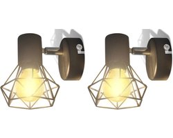 vidaXL Wandlampen 2 st met LED industriële stijl zwart