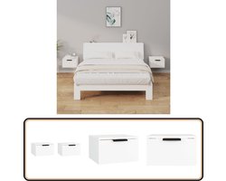 vidaXL Wandnachtkastjes Set - Wit - 34x30x20 cm Wandkasten - Nachtlamp - Slaapkamersdecoratie - Houten Meubels - Badkamer Accessoires