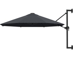 vidaXL - Wandparasol - met - metalen - paal - 300 - cm - antraciet