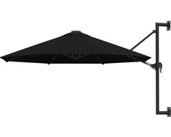 vidaXL - Wandparasol - met - metalen - paal - 300 - cm - zwart