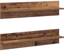 vidaXL - Wandplank - 2 - pcs - Oud - Hout - 80 - x - 11,5 - x - 18 - cm - Bewerkt - hout