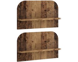 vidaXL - Wandplank - 2 - st - Oud - hout - 60 - x - 13,5 - x - 37,5 - cm - Bewerkt - hout