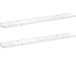 vidaXL - Wandplank - 2 - st - Wit - Marmer - 80 - x - 9 - x - 3 - cm - Bewerkt - hout