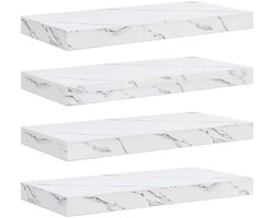 vidaXL - Wandplank - 4 - pcs - Wit - Marmer - 50 - x - 23,5 - x - 4 - cm - Bewerkt - hout