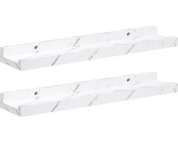 vidaXL - Wandplank - met - plank - 2 - pcs - Wit - Marmer - 40 - x - 9 - x - 3 - cm - Bewerkt - hout