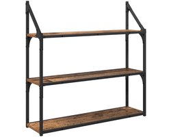 vidaXL - Wandplank - met - plank - Oud - Hout - 80 - x - 21 - x - 78,5 - cm - Bewerkt - hout