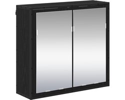 vidaXL - Wandplank - met - plank - Wandgemonteerd - Zwart - Eiken - 65 - x - 20 - x - 60 - cm