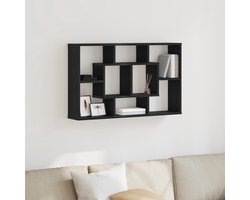 vidaXL - Wandplank - met - plank - Zwart - eiken - 85 - x - 16 - x - 52.5 - cm - Bewerkt - hout