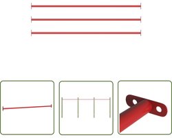 vidaXL Wandplanken - Reklamebordjes - Rekstokken 3 st 125 cm staal rood - Opslagruimte - Houten Plank - Metalen Rek