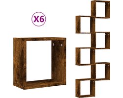vidaXL - Wandrekken - kubus - 6 - st - 30x15x30 - cm - gerookt - eiken