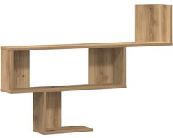 vidaXL - Wandschap - 100x15x70 - cm - bewerkt - hout - artisanaal - eikenkleurig