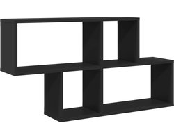 vidaXL - Wandschap - 100x20x53 - cm - bewerkt - hout - zwart