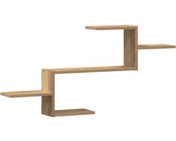 vidaXL - Wandschap - 104x15x49 - cm - bewerkt - hout - artisanaal - eikenkleurig